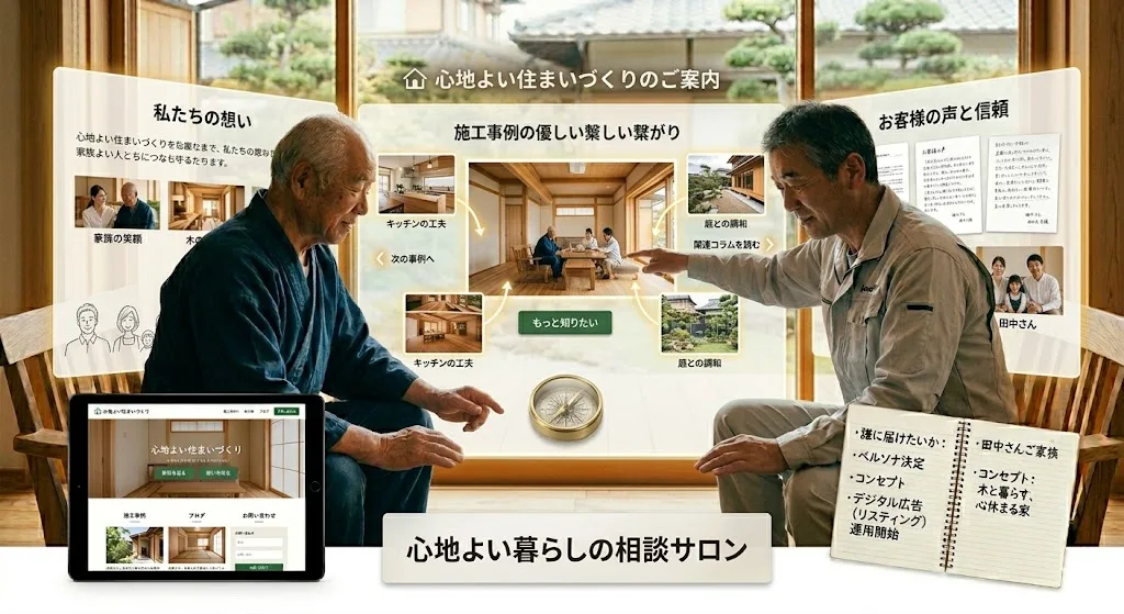 工務店さまの魅力を真っ直ぐ届けるSEO-「もっと知りたい」を育む、事例とホームページの優しい繋ぎ方