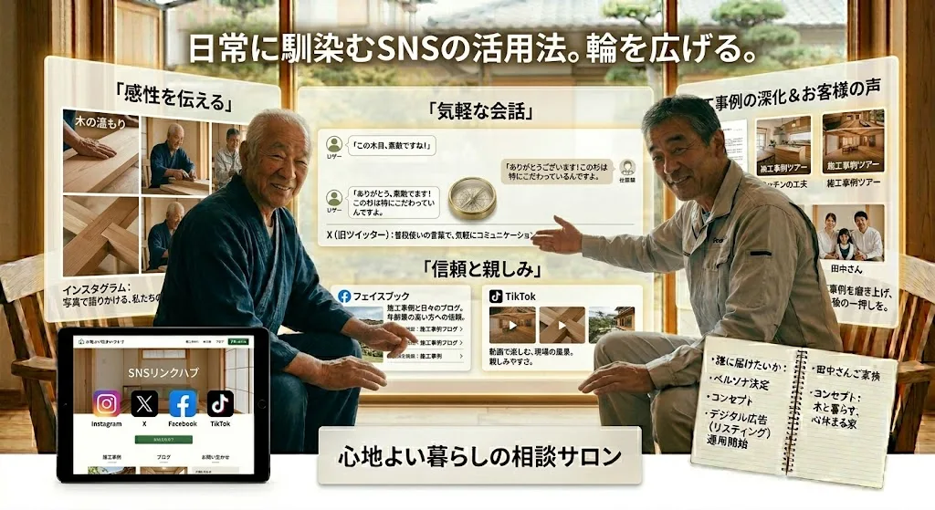 工務店さまの魅力を真っ直ぐ届けるSEO-日常に馴染むSNSの活用法。それぞれの個性を活かして輪を広げる